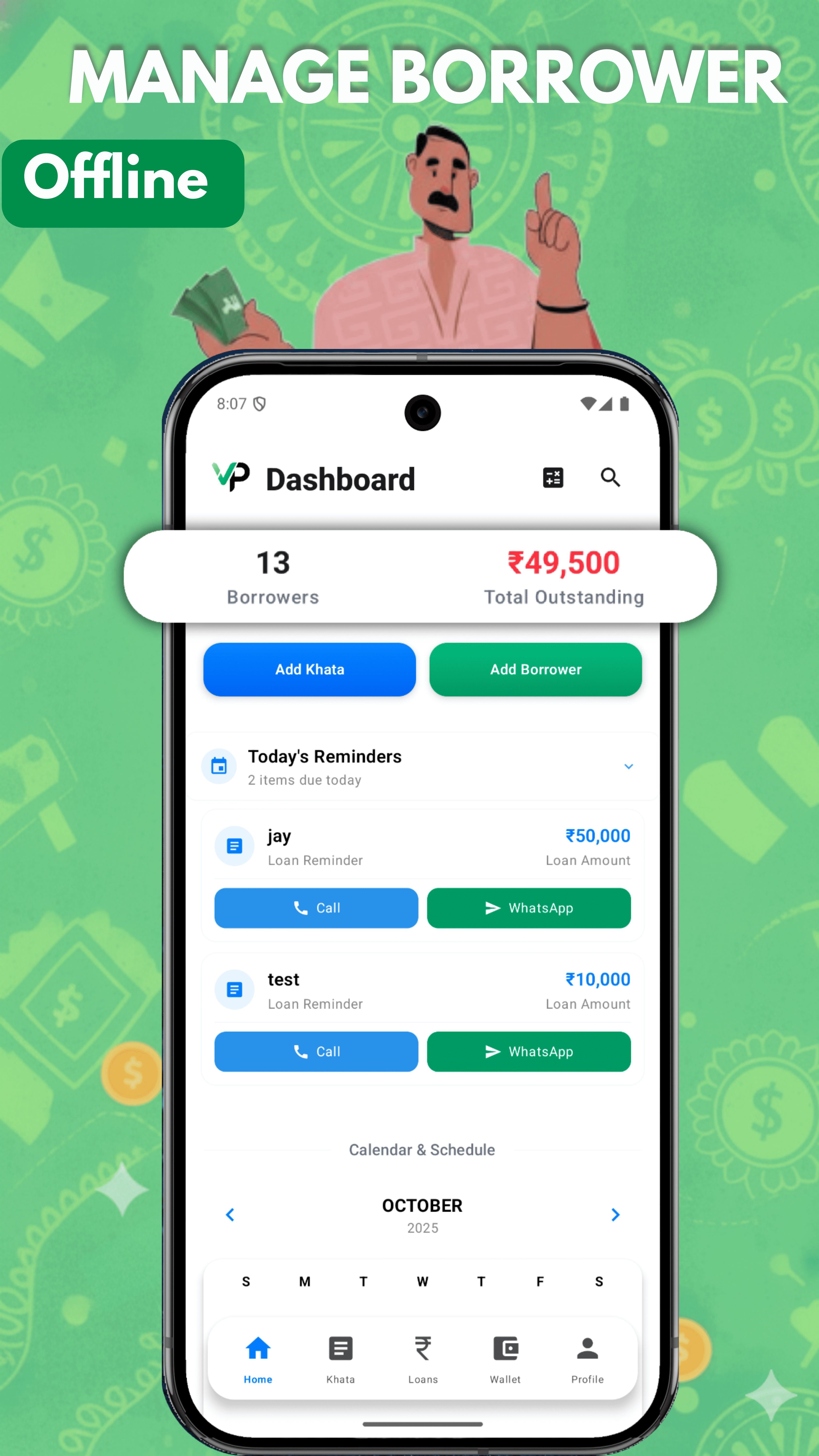 VyajPay on iPhone — Every borrower in one list